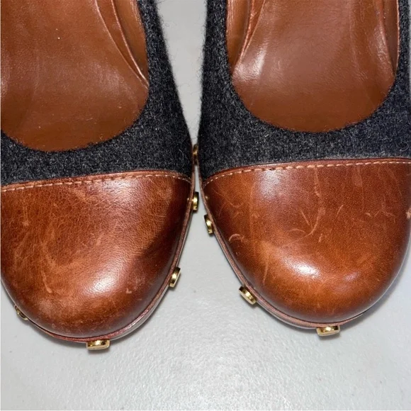 Tory burch Stylish Women's Brown and Gray Heels - Picture 3 of 6